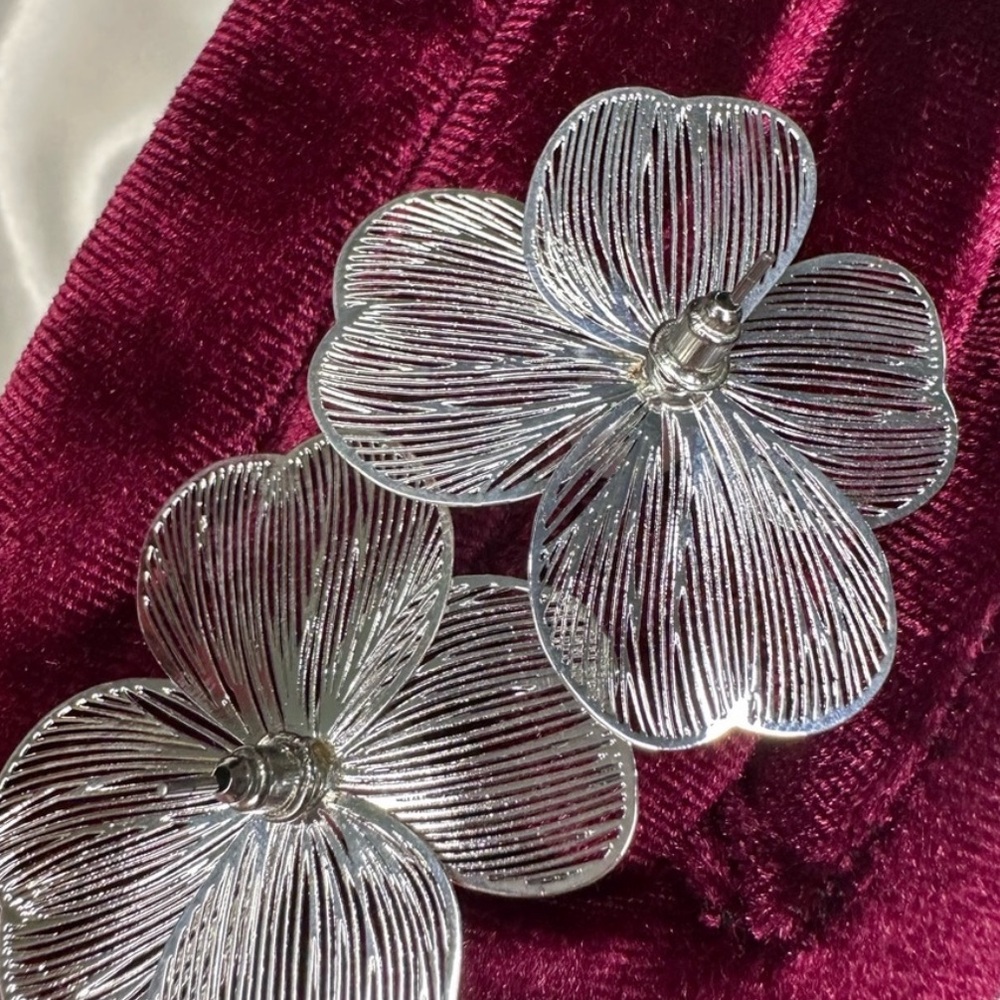 Flora Silver and White Butterfly Earrings with Shimmering Design - Picture 6 of 9